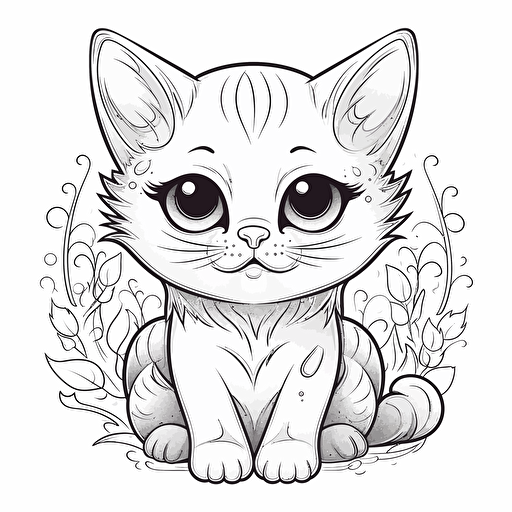 vector image for a coloring page of a cute kitty ned khloe