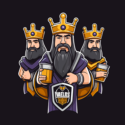 nfl sports team vector logo comprising three kings holding beers