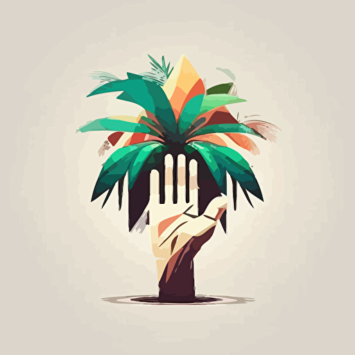 vector logo, palm in hands, minimalistic, low poly