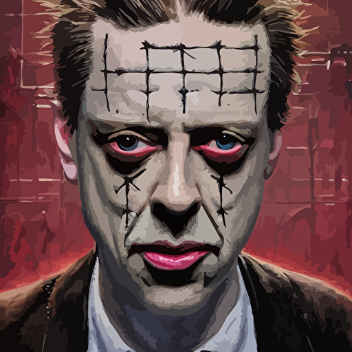 hyperrealistic mixed media high resolution painting steve buscemi disguised hellraiser stunning 3d render inspired art jamie salmon istván sándorfi greg rutkowski perfect facial symmetry dim volumetric lighting 8k octane beautifully detailed render body shot post processing extremely hyper detailed intricate epic composition highly detailed attributes highly detailed atmosphere cinematic lighting masterpiece trending artstation detailed masterpiece stunning flawless completion lifelike texture perfection