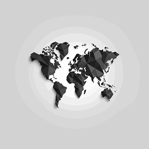 black and white vector of world map, logo design