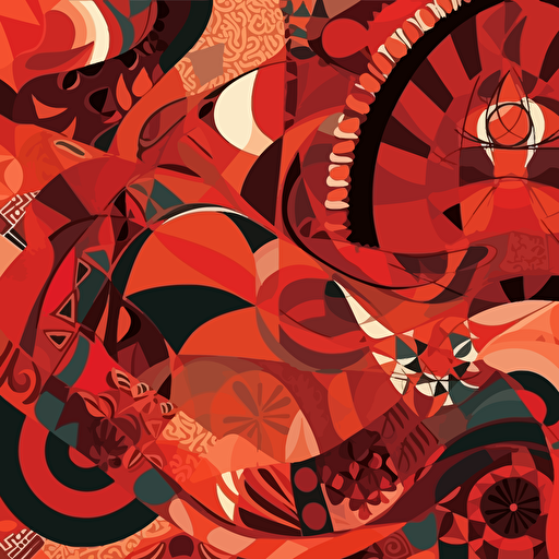 vector abstract pattern, flat, bright red hues, render, center hightlight, elegant premium look, UHD, in style of picasso,