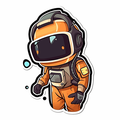a die cut sticker or a cute astonaut wearing a VR headset, Vector,