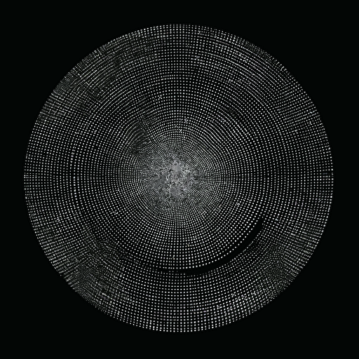 floating vinyl records made out of binary digita, insanely detailed, intricate, black background, AI, big data, flat vector art