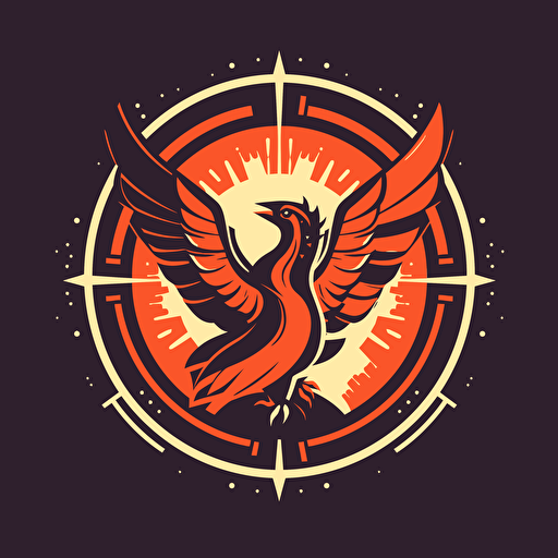 flat vector design rocket company logo with wings of a Phoenix