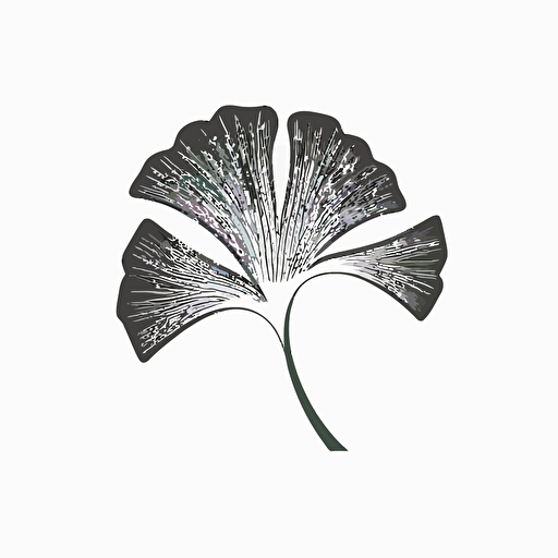 vector logo of a minimalist stylized ginkgo leaf, mono-color, white background, no text
