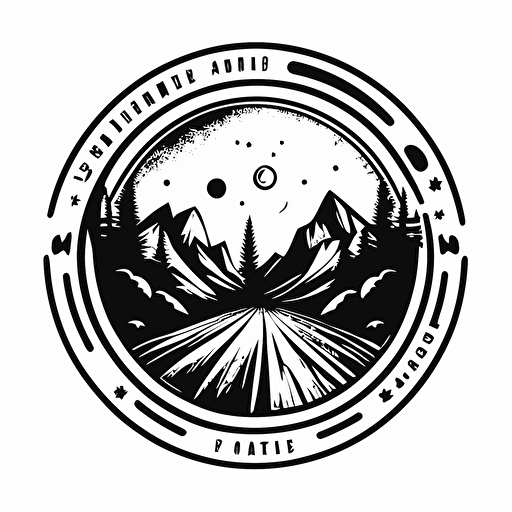 circle logo vector black and white linework for youth program centered around video production and filmmaking, allude to community and movie production