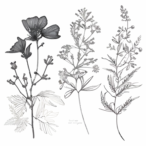 pdf vector drawing in fine line style botanicals