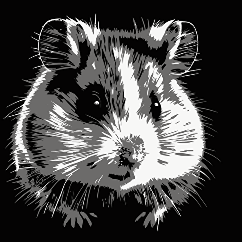 design a vector head hamster, creative, black white color, head patch