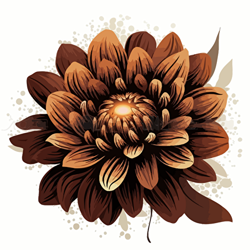 vector illustration, one dark brown flower, high quality, white background