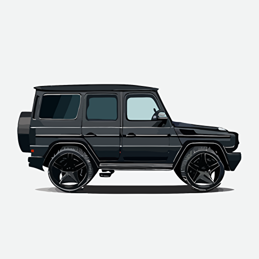 black mercedes g wagon vector illustration, gta style, isolated on white background, hd