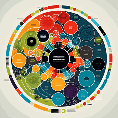 circular, software diagram, connected, vector art