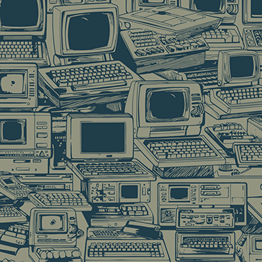 pattern, vectorial, high quality, retro computers , coloured