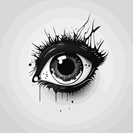 flat vector logo design of an eye that looks like a black hole black and white