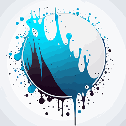 vector image round light blue and dark blue color logo with cmyk ink drops, White background no text