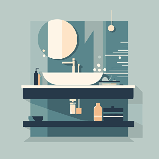 vector art minimalist sink bathroom