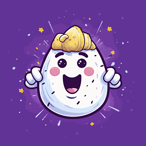 a twitch potatoes emote who celebrate, vector, contour, with confeti behind, unicolor background