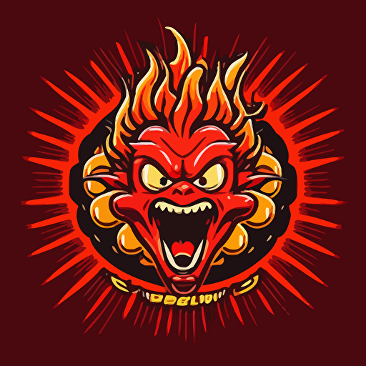 logo vector design fireball with eyes and a mouth looking surprised, with a 1950s diner feel