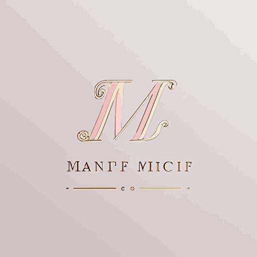 Beautiful logo for a law firm called "MF" with capital letters cursive, very feminine logo, simple clean logo, white background, single-line balance logo, vector logo, pink gold color