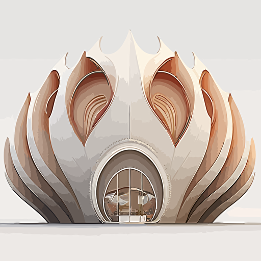 shell architecture, white, scheme, medium contrast, no burn highlights, flat white background, octane render, v-ray , vector art,