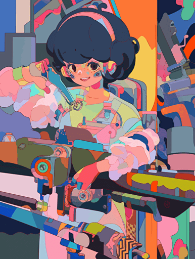 Postmodernism, traditional culture, mechanical design, soul music, three-dimensional collage, American handicrafts,vector ,2d illustrator,