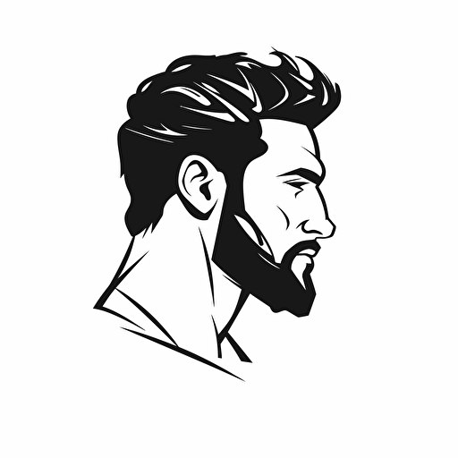 Alpha stoic male illustration, frontal, minimal, outline strokes only, black and white, logo, vector, minimallistic, white background