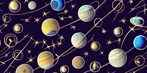 a kaleidoscope vector illustration of space, planets, stars and galaxies