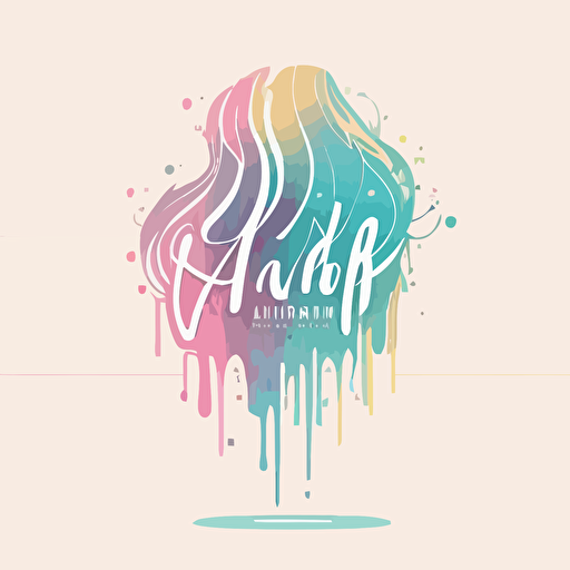 hair salon logo with dripping, vector, pastels colors logo name HairInk