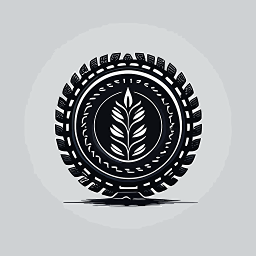 An emblem logo with a cute car tire. flat vector minimal