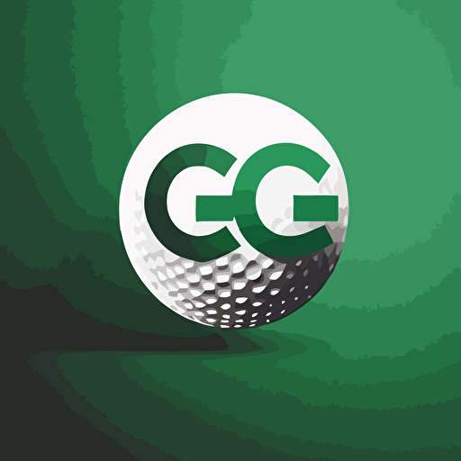 a emblem for a golf ball company, 2 letters G and C, green background, golf ball white, simple, minimalist, vector