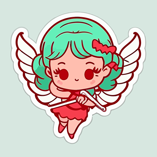 kawaii cupid, sticker, vector, white background, contour, cartoon style