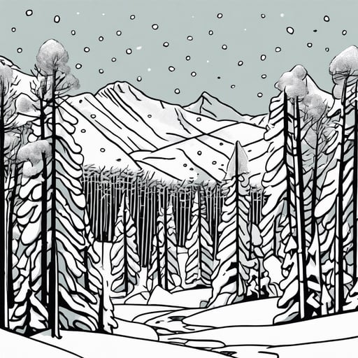 Snow-covered trees in a quiet forest