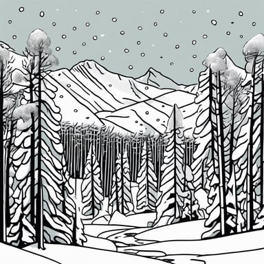 Snow-covered trees in a quiet forest