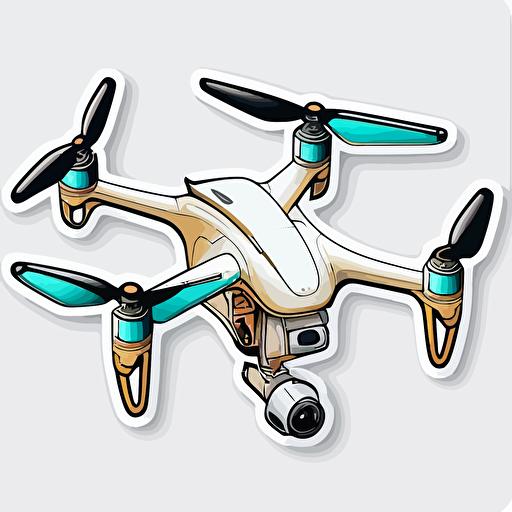 sticker, color, drone, contour, vector, white background