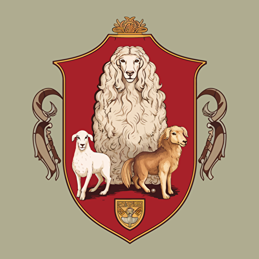 prompt family, coat of arms with a dog sheep image, vector high res