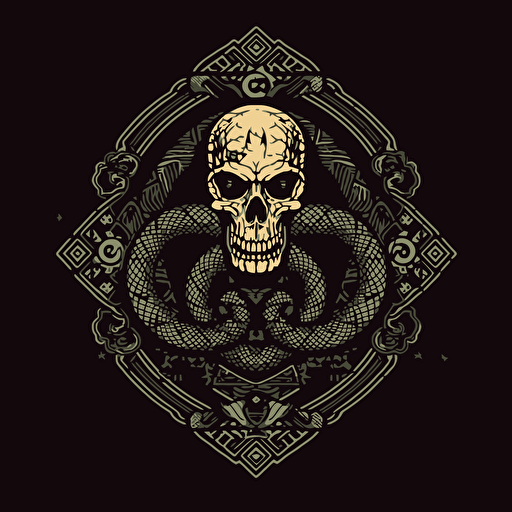 a logo with a snake in the center, gothic style , flat vector image