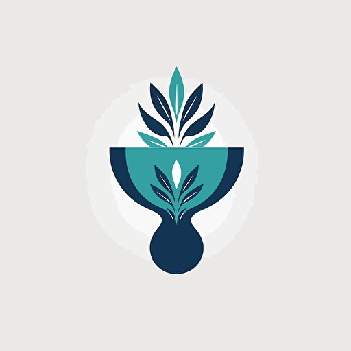 Logo, blue green, medicinal plants, traditional chinese medicine, abstract hands in the form of a chalice, single herbs, abstract, drop, icon, vector illustration, minimalist illustrator