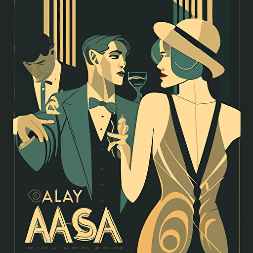 vector image of a 1920s speakeasy modern art style