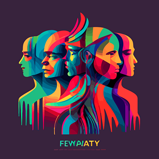 iconic image of people living in harmony, vector, 2d, flat, symbolic, energy, emotive, “People First”