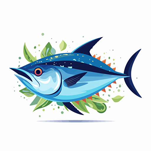 blue fin tuna vector flat cheerful colours white background