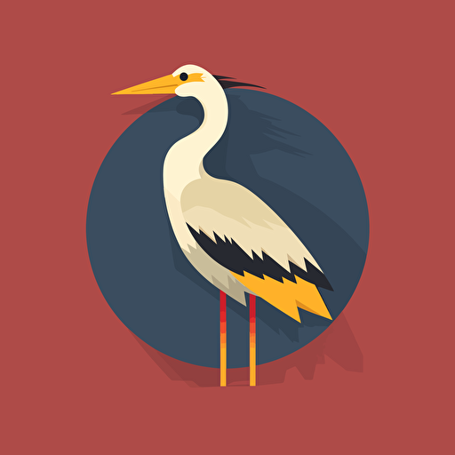 Stork, vector, ukrainean minimal flat head only with ukrainean symbol
