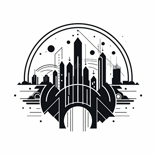 futurist data laboratory logo solarpunk umweltschutz vector illustration black and white hyperminimalist super simple line sketch