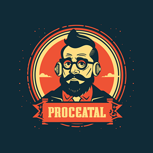 podcast logo, vector, simple, retro