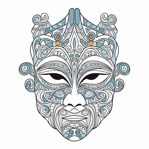 mask hanya No Shadow. Cartoon. Coloring page. Vector. Simple. background