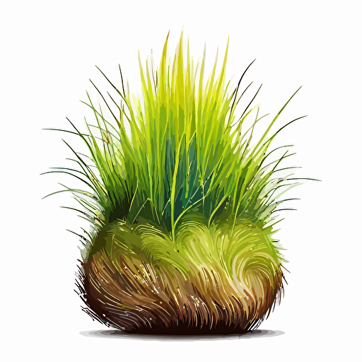 tufts of grass, vector art, morandi colours, isolated white background