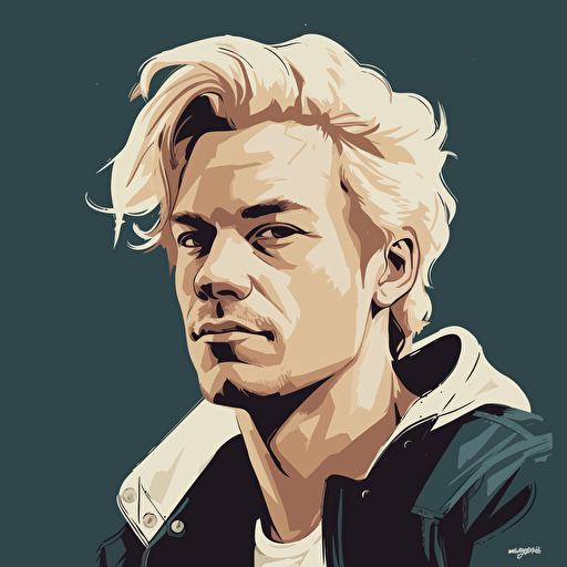 vector art style 28 year old white man with blond hair, in the style of Micheal Parks