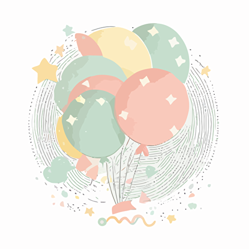 cute pastel balloon vector, white background
