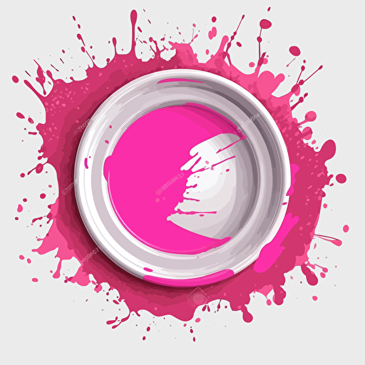 pink and white splash paint rounded, with white circle at center with no borders, transparent background , vector, flat
