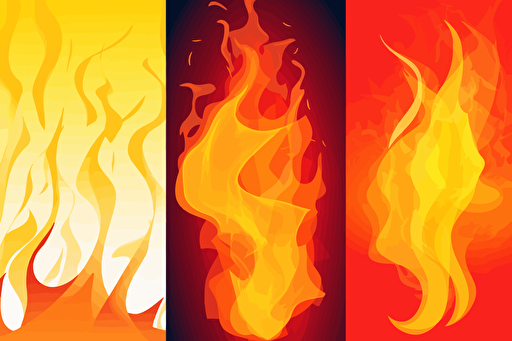 multiple examples of vector yellow flames, red background,