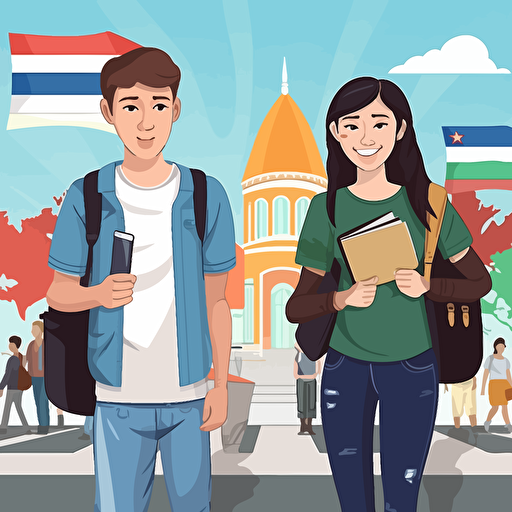 international exchange student, vectorial illustration, professional use,